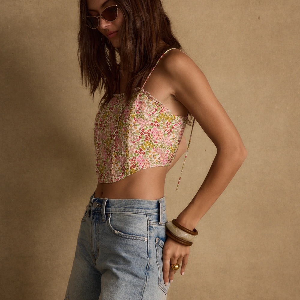 12th Tribe Pink Floral Crop Cami